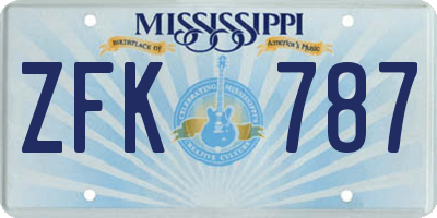 MS license plate ZFK787