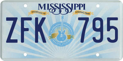 MS license plate ZFK795