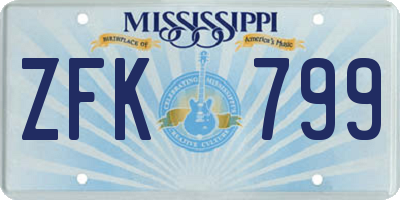 MS license plate ZFK799