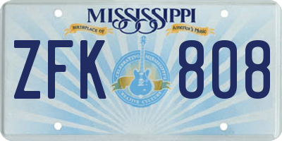 MS license plate ZFK808