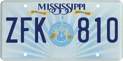 MS license plate ZFK810