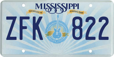 MS license plate ZFK822