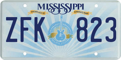 MS license plate ZFK823