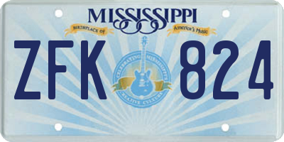 MS license plate ZFK824