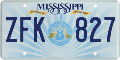 MS license plate ZFK827