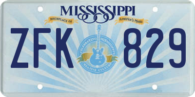 MS license plate ZFK829