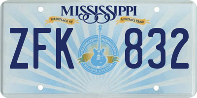 MS license plate ZFK832