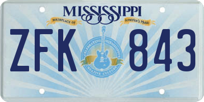 MS license plate ZFK843