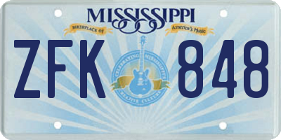 MS license plate ZFK848