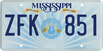 MS license plate ZFK851