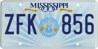 MS license plate ZFK856