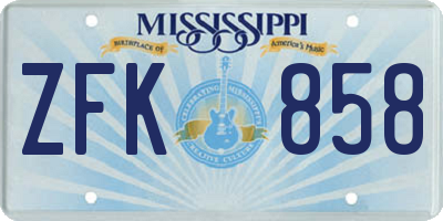 MS license plate ZFK858