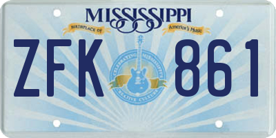 MS license plate ZFK861