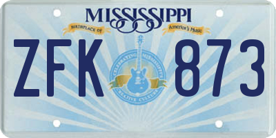 MS license plate ZFK873
