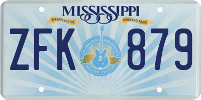 MS license plate ZFK879