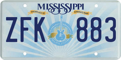 MS license plate ZFK883