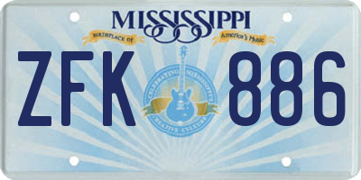MS license plate ZFK886