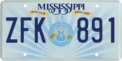 MS license plate ZFK891