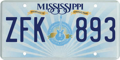 MS license plate ZFK893
