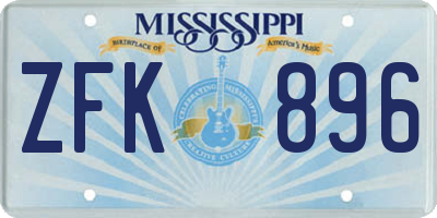 MS license plate ZFK896