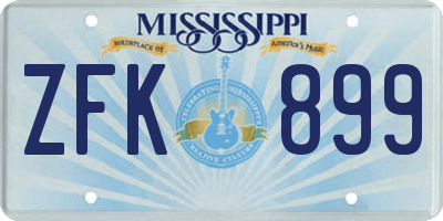 MS license plate ZFK899