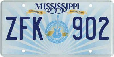 MS license plate ZFK902