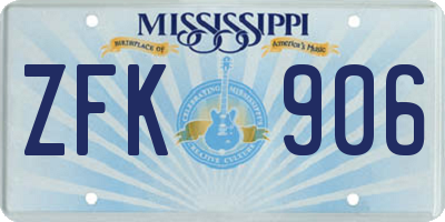 MS license plate ZFK906
