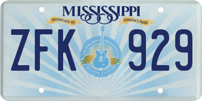 MS license plate ZFK929