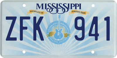 MS license plate ZFK941