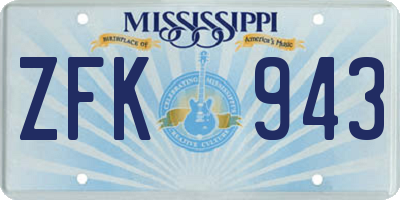 MS license plate ZFK943