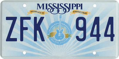 MS license plate ZFK944