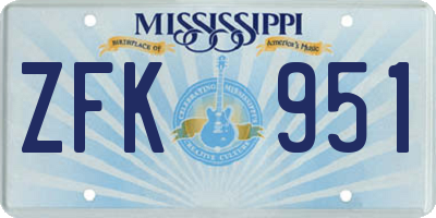 MS license plate ZFK951