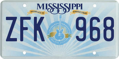 MS license plate ZFK968