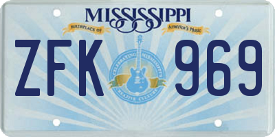 MS license plate ZFK969