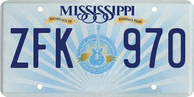 MS license plate ZFK970