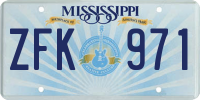 MS license plate ZFK971