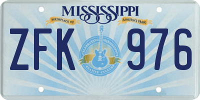 MS license plate ZFK976