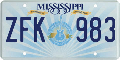 MS license plate ZFK983