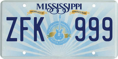MS license plate ZFK999