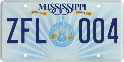 MS license plate ZFL004