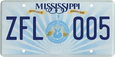 MS license plate ZFL005