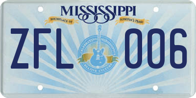 MS license plate ZFL006