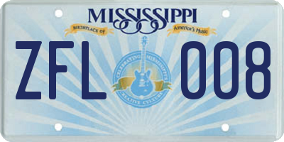 MS license plate ZFL008