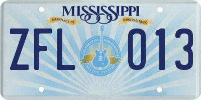 MS license plate ZFL013