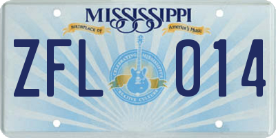 MS license plate ZFL014