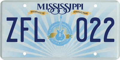 MS license plate ZFL022