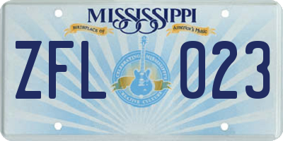 MS license plate ZFL023