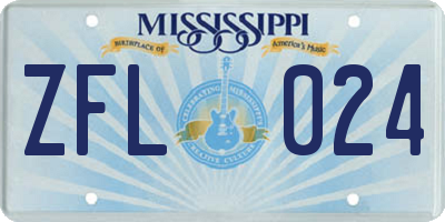 MS license plate ZFL024