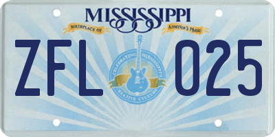 MS license plate ZFL025