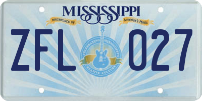 MS license plate ZFL027